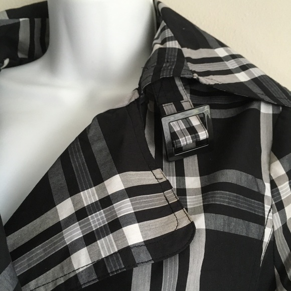 Ambience apparel black and white plaid double breasted lightweight jacket size M - Picture 3 of 6